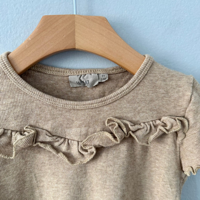 Wheat / Brown ribbed short sleeve top / 5Y
