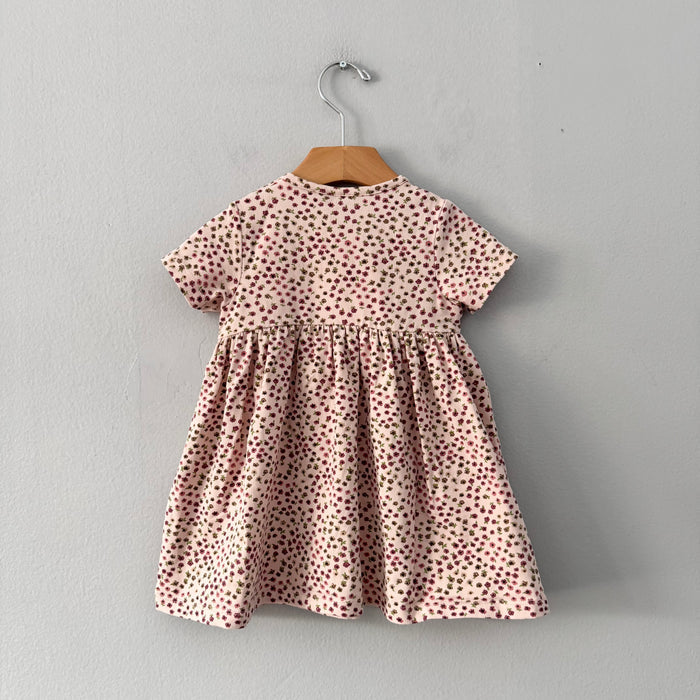 Wheat / Light pink x floral short sleeve dress / 12M