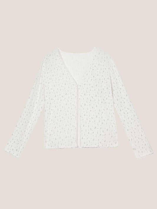 Whir Lavender Floral V-neck Cardigan