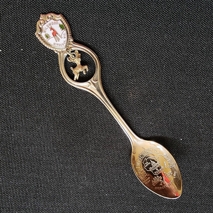 Wildwood Minocqua Wisconsin Deer Collectible Travel Souvenir Spoon 4.5" (11 cm)