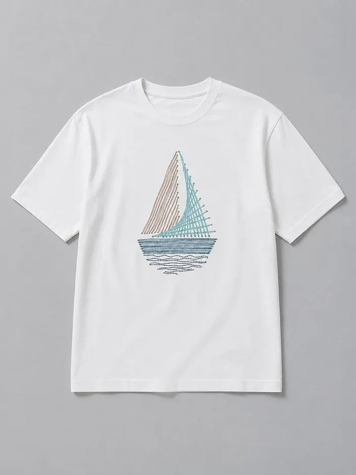 Windward 100% Cotton White Graphic T-Shirt - plain view