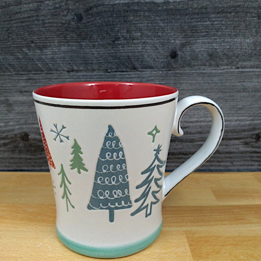 Winter Scene Holiday Coffee Mug 17oz (455ml) Embossed Christmas Tea Cup Blue Sky