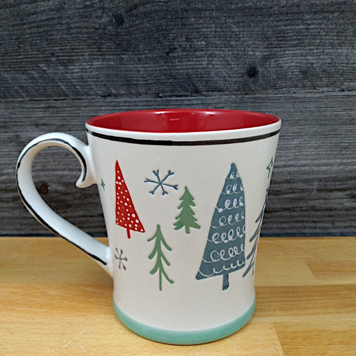 Winter Scene Holiday Coffee Mug 17oz (455ml) Embossed Christmas Tea Cup Blue Sky