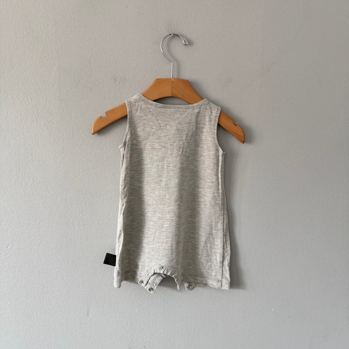 Wooly Doodle / Light grey tank romper / 6-12M