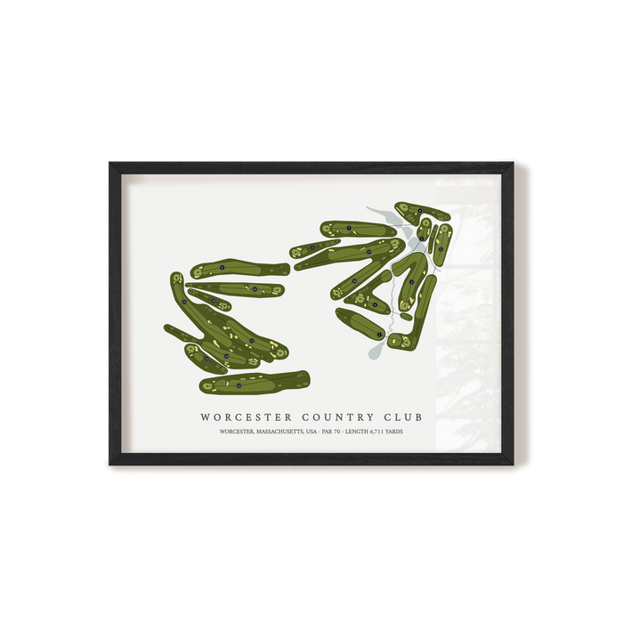 Worcester Country Club | Golf Course Map | Black Frame
