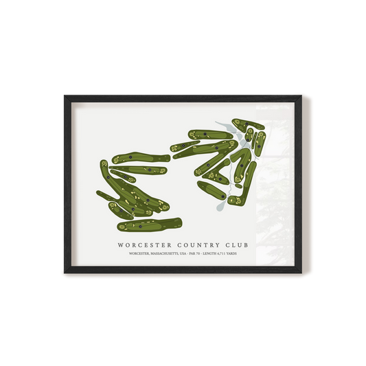Worcester Country Club | Golf Course Map | Black Frame