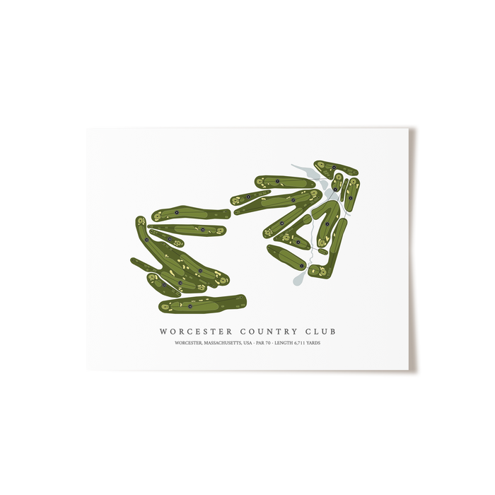Worcester Country Club | Golf Course Map | Unframed