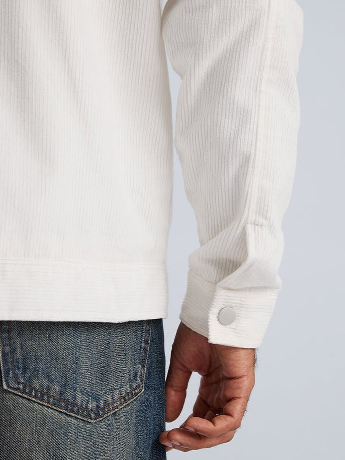 Pinnacle White Woven Cotton Corduroy Jacket