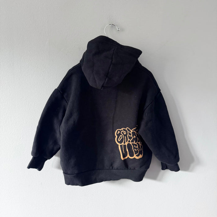 Zara / Black x mushroom hoodie / 6-7Y