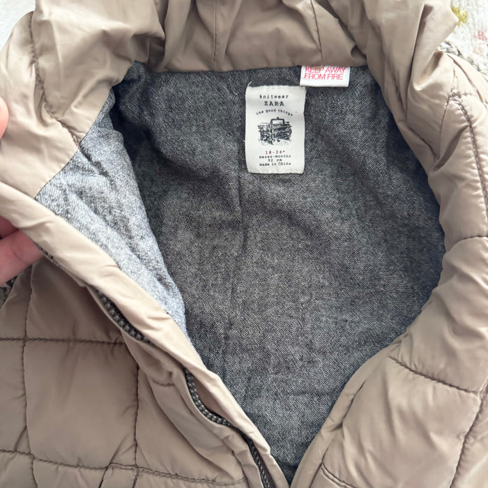 Zara / Brown knit x puffer jacket / 18-24M