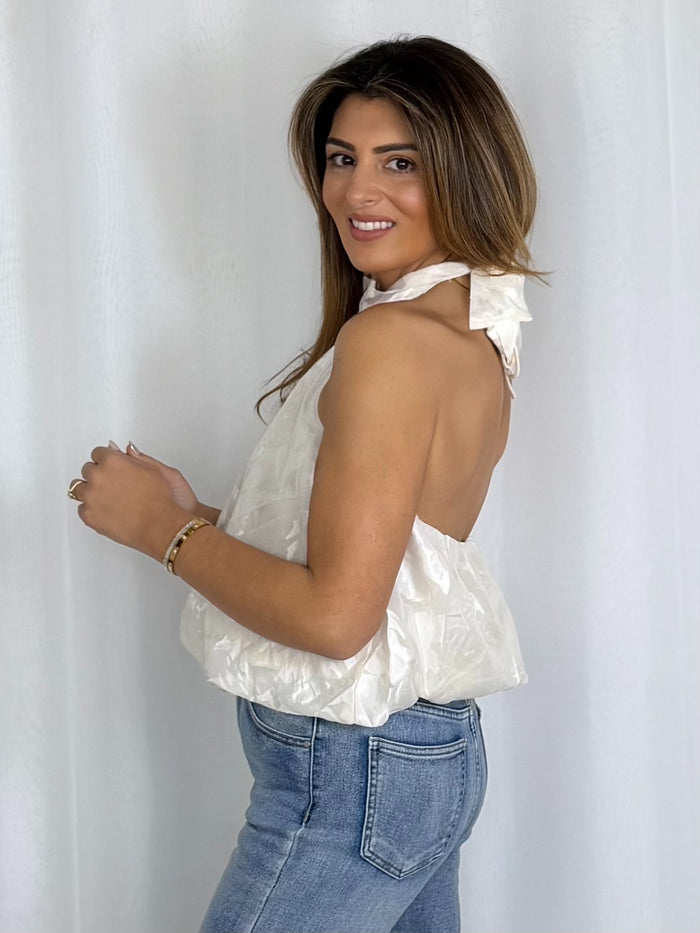 Zebra Print Halter Neck Gold Clasp Top (2 Colours)
