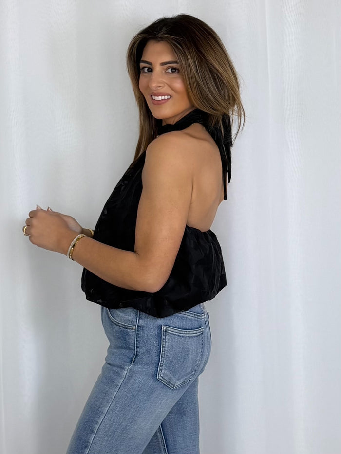 Zebra Print Halter Neck Gold Clasp Top (2 Colours)