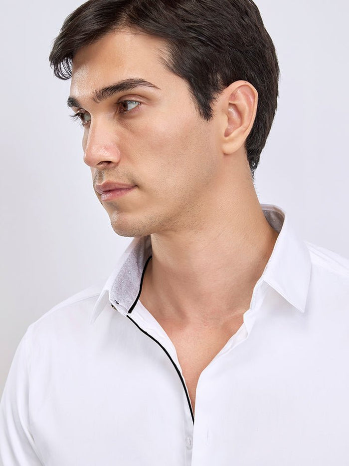 Zest White Cotton Satin Party Shirt