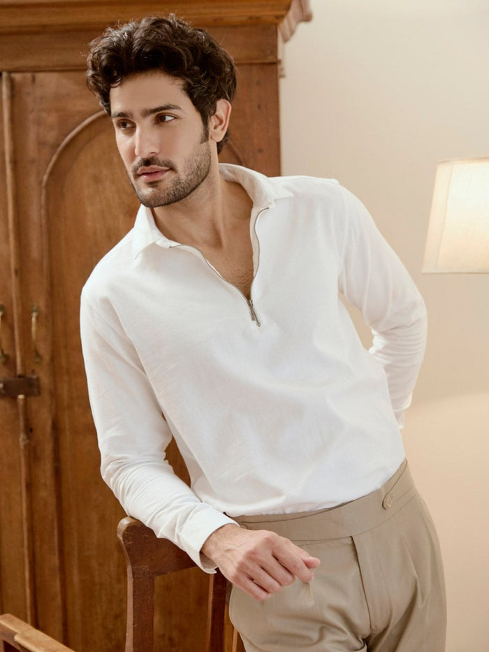 Zip Log 100% Cotton Shirt