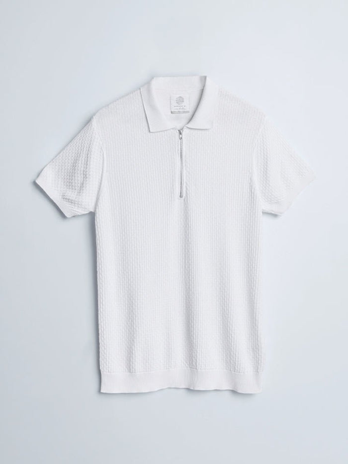 Zipped Cream 100% Cotton Knitted T-Shirt